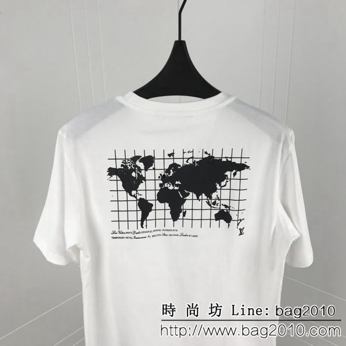 LV路易威登 19FW早春新款 地圖圖案 澳鑽短袖 情侶款 ydi1559